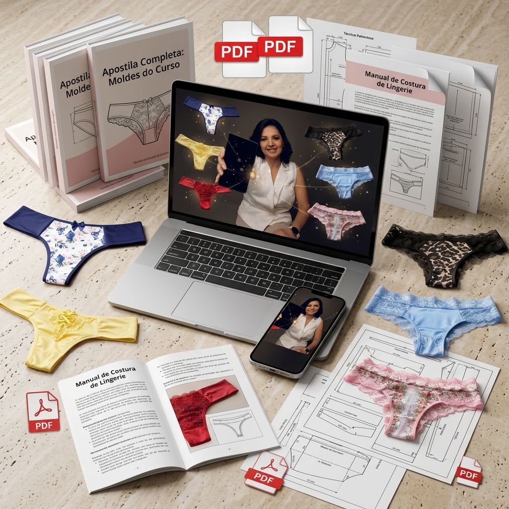 Mockup do curso Calcinhas Lucrativas em notebook e smartphone